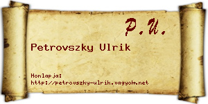 Petrovszky Ulrik névjegykártya